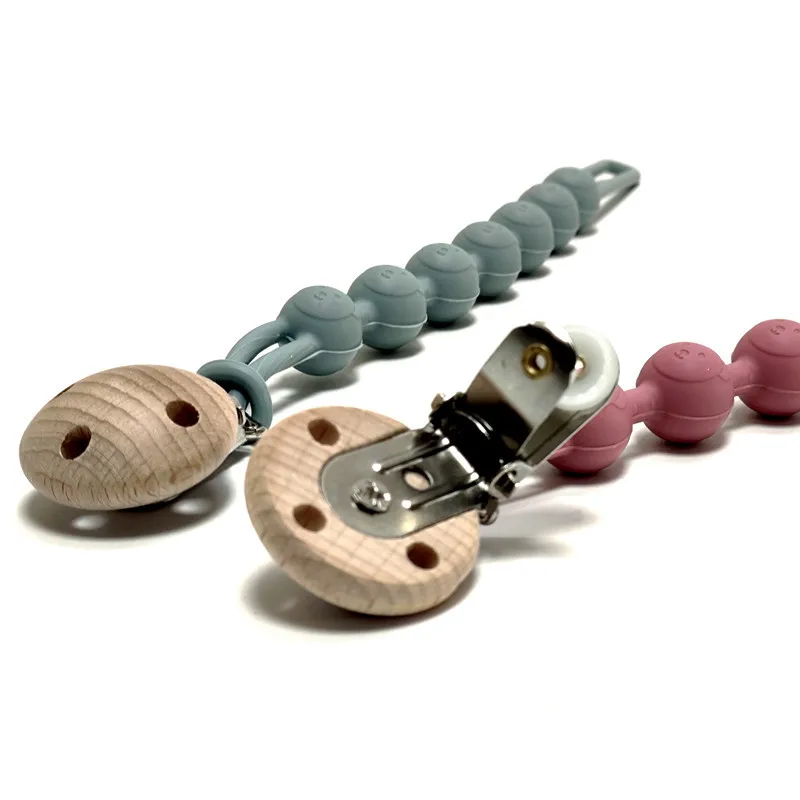 New Arrival Silicone Teething Toys  Eco-Friendly Baby Pacifier Holder Clips