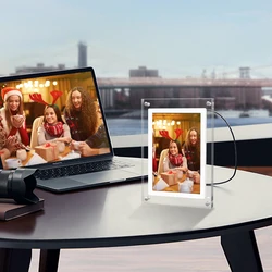 NFT Display 5inch Acrylic Digital Photo Frame With Built in Re-chargable li-battery and 1G Memory For Client Video Play In Loop