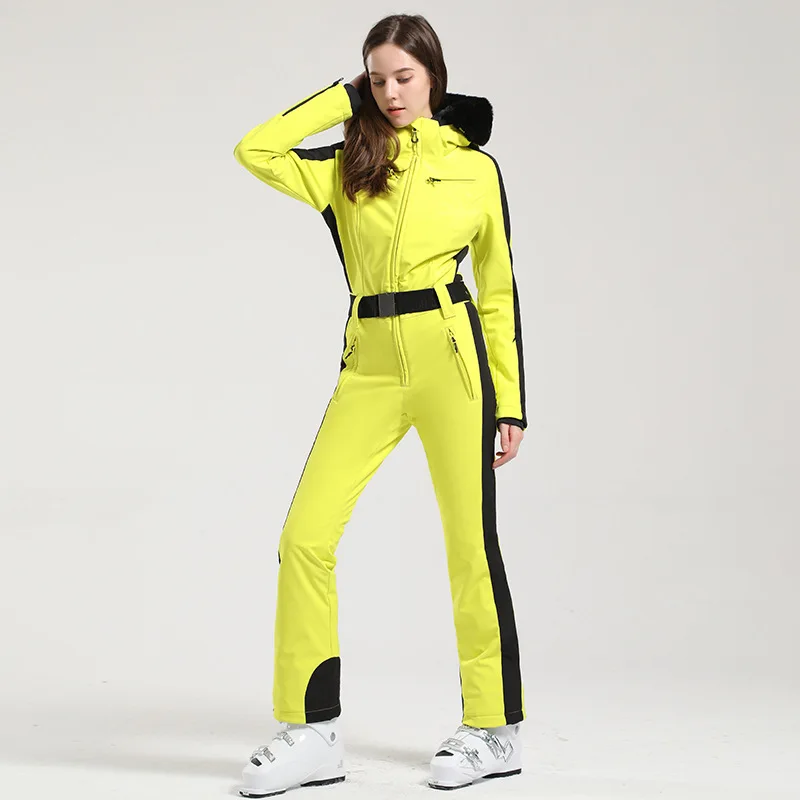 Exclusive latest overall hood snowboard ski race suit retro winter checkered 1 piece women ski jumpsuit