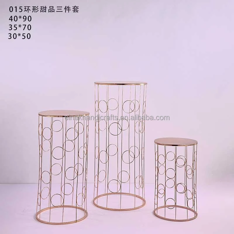Wedding Party Dessert Table Stand Plinths Backdrop Props Decoration Dessert Golden Cake Stand Flower Pedestal Metal Gold Plinth