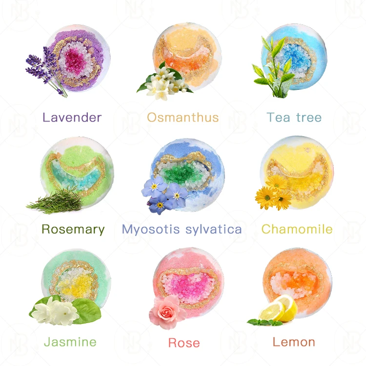 Custom Manufacturer Geode Bath Bombs 3D Shaped Luxury Milk 3d Crystal Bath Bombs Gift Set