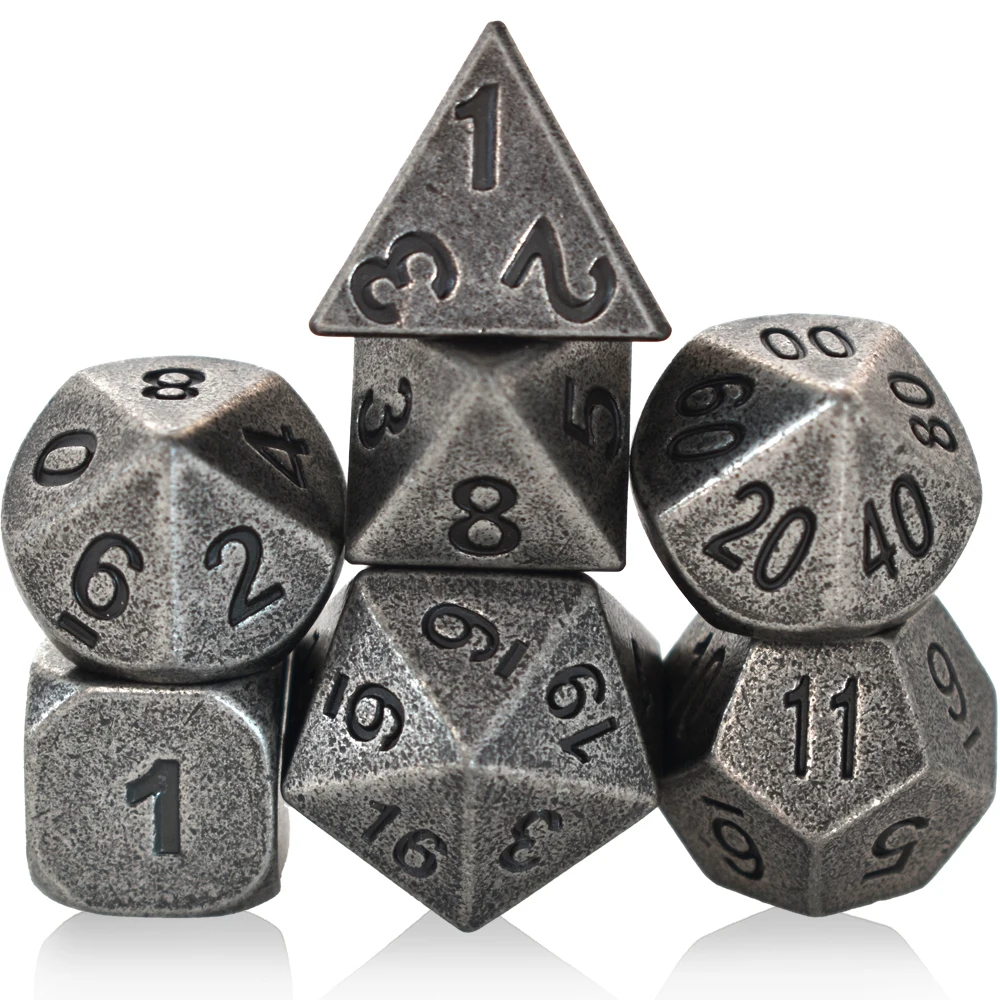 Dnd & Rpg & Mtg Bulk Dice Wholesale Dice Table Game Accessories Custom Polyhedral Metal Dice Set metal dice dnd