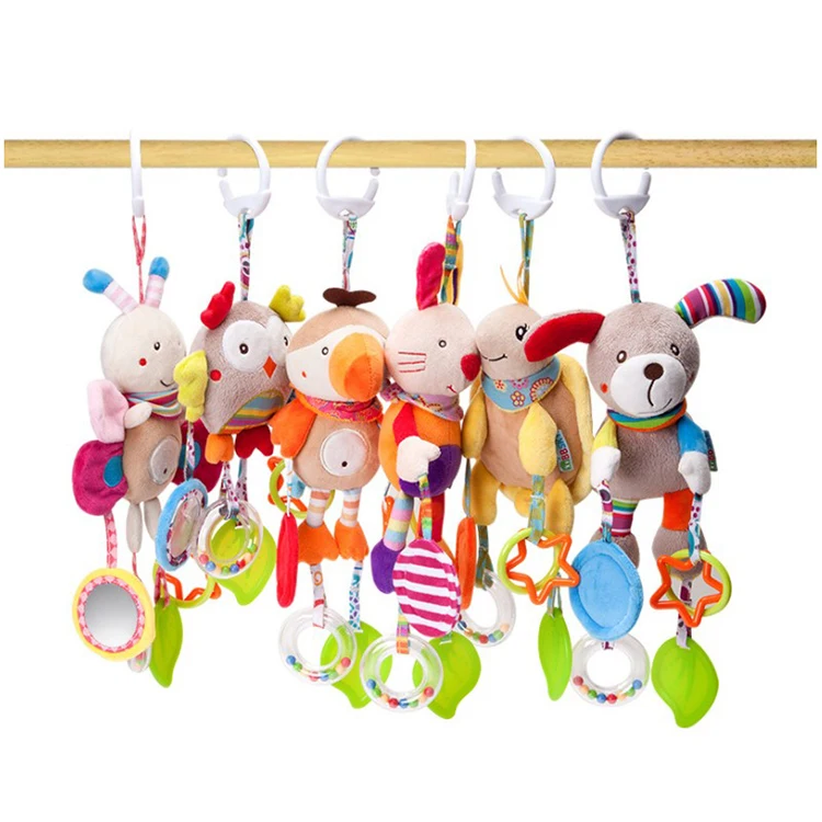 Rabbit infant Animal rattle teether Stroller hanging toy New born babies toy B003E