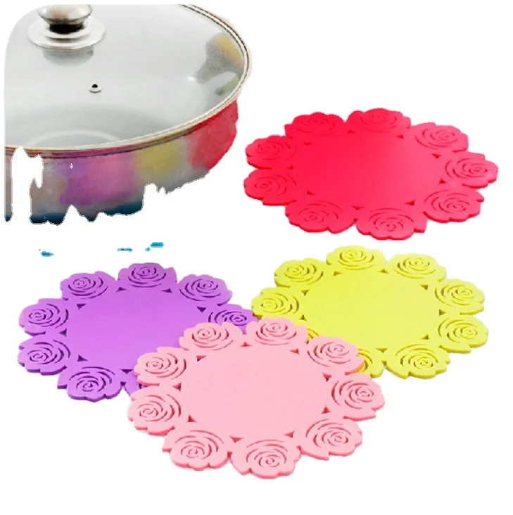 Pvc круглая форма Роза многоцветный коврик для Стола силиконовый коврик для стола Роза силиконовые салфетки