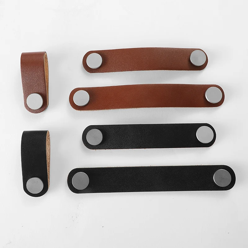 Cheap manufacturer price wardrobe leather brass pull knobs cabinet door handles for drawer and furniture