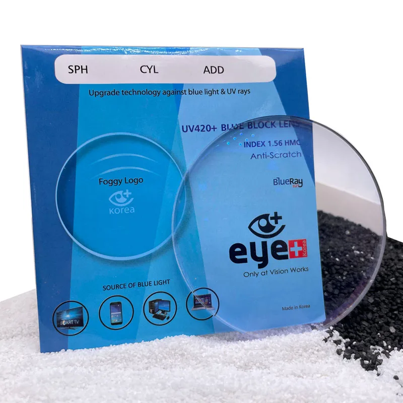 1.56HMC BLUE BLOCK UV420  High Quality Factory Index Hmc Green blue Coating Asp Ophthalmic Lenses manufacturers cr39 spectacle