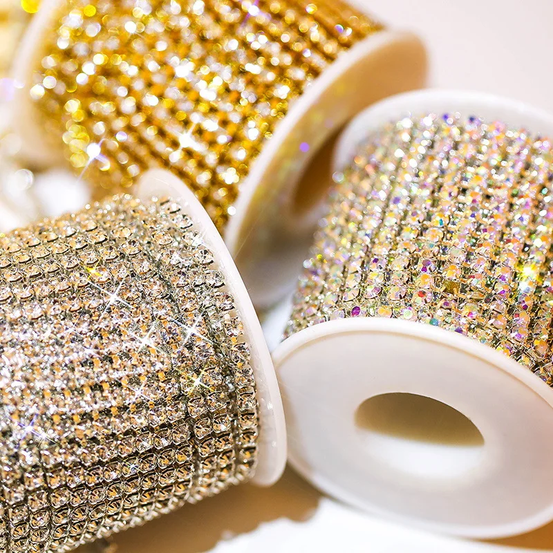 Wholesale Crystal AB Garment Clothes Bikini Accessories Dress Jewelry Decor Cup Chain Rhinestone Trim