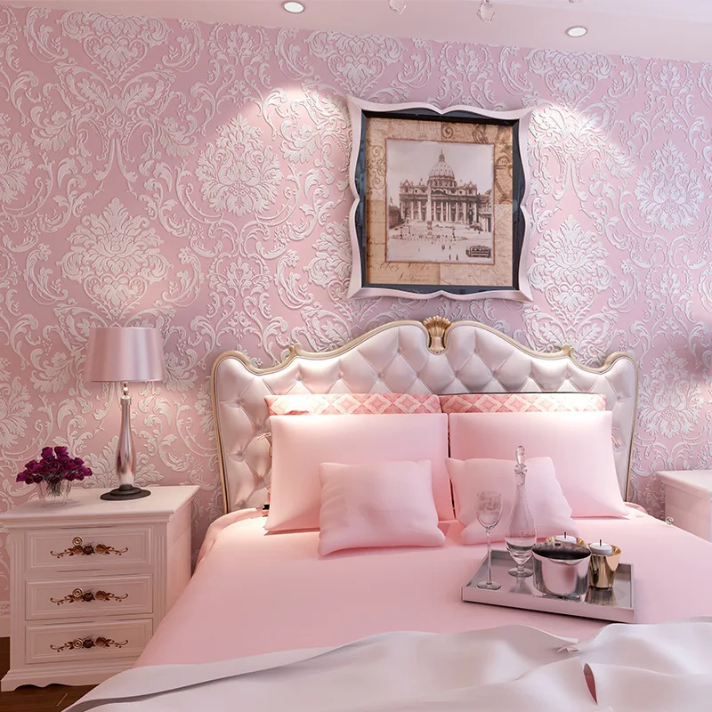 European non-woven wallpaper bedroom living room TV background paper relief wallpaper