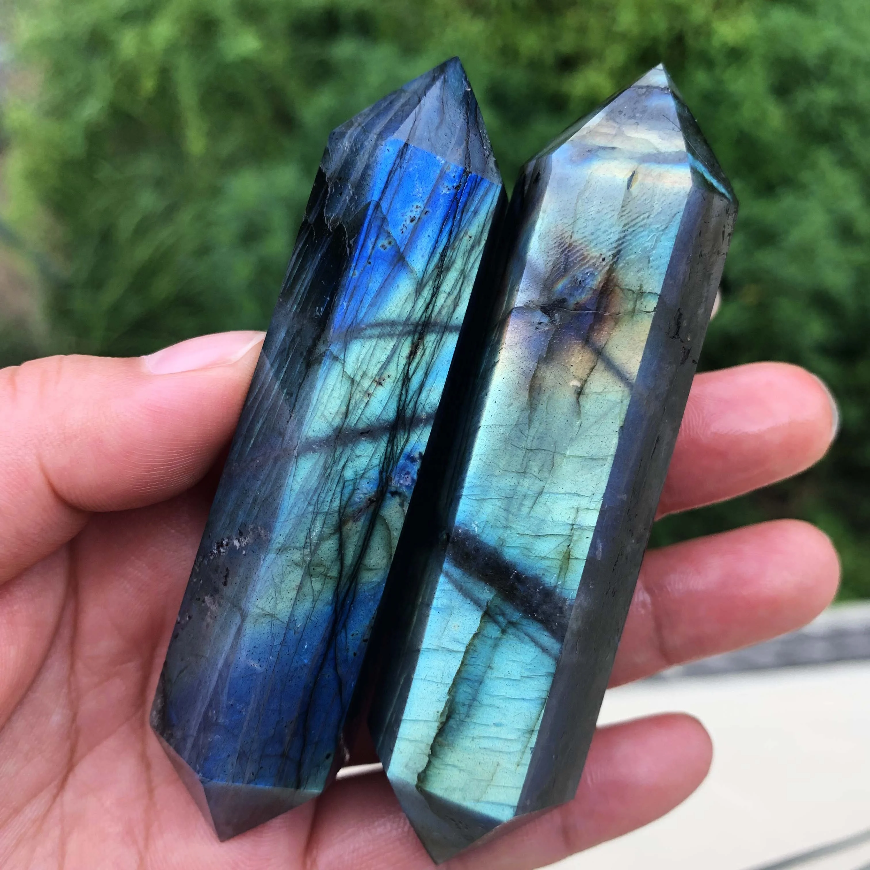 Natural Quartz Labradorite Double Obelisk Labradorite tower Healing Crystal Points for fengshui