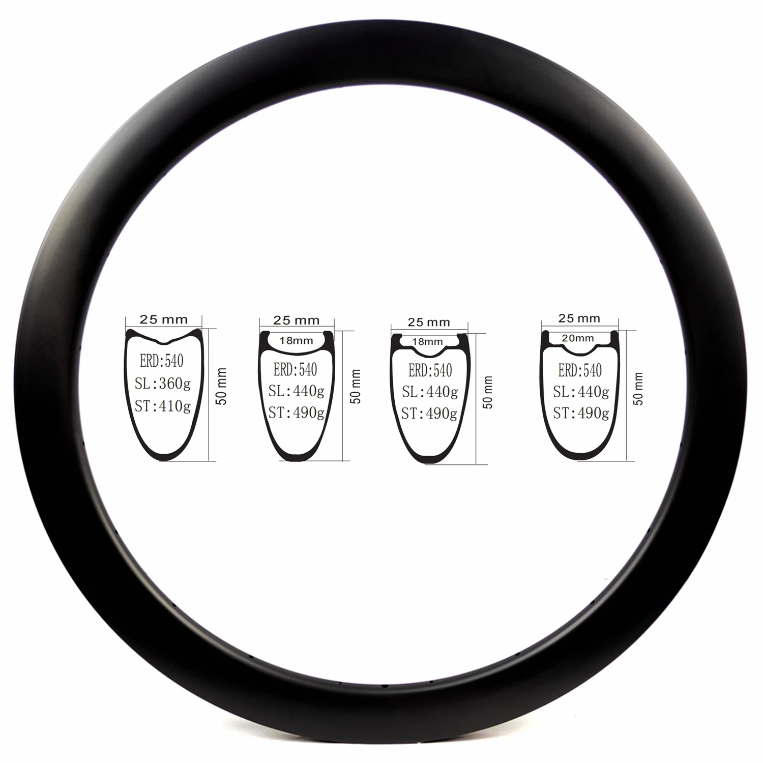BIKEDOC RD2550 China Made 700c 25mm Width Carbon Racing Bicycle Rims Road Bike Carbon Rims