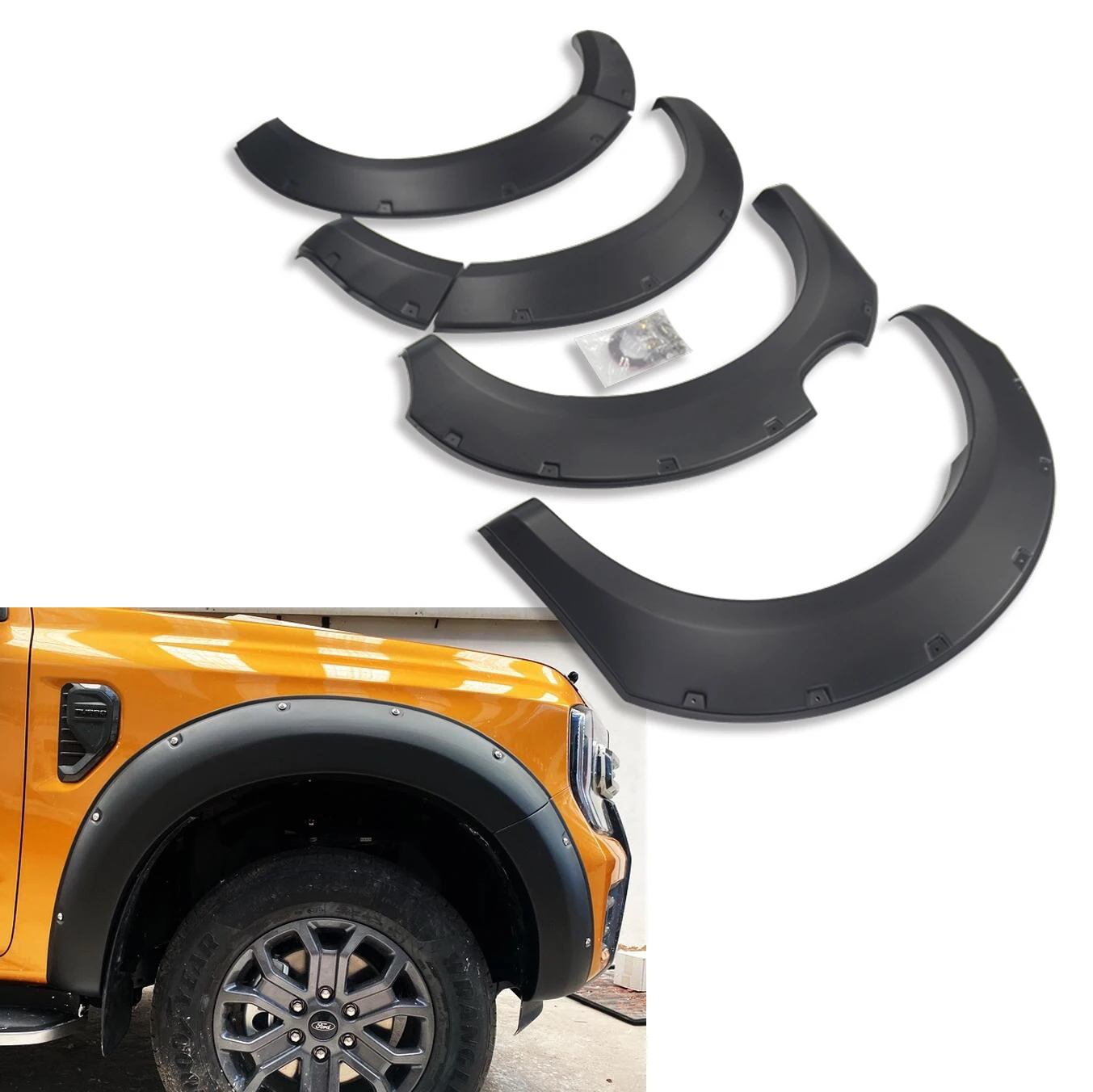 ABS Black Smooth Fender Flare  for Ford New Ranger 2022 2023 wildtrack XLT  pickup 4x4  Modified Fender Ranger  Accessories