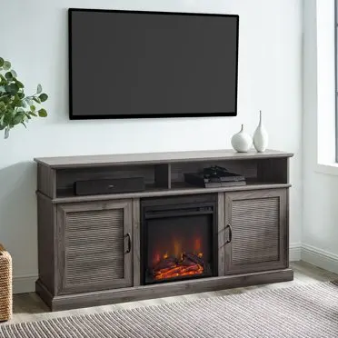 Modern furniture tv stand barn door wood lcd living room tv console storage cabinet stand with fireplace