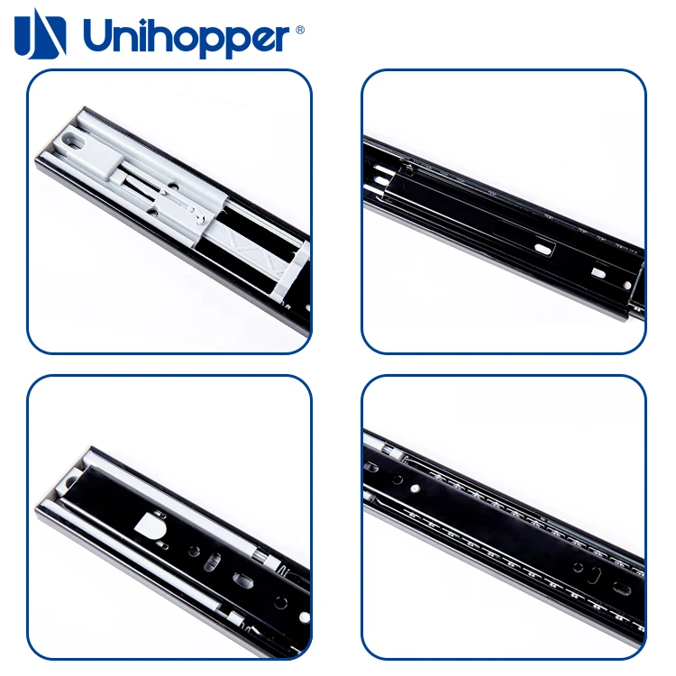 Unihopper 45mm Drawer Telescopic Channel Slide Rail 3 Fold Ball Bearing Push to Open Drawer Slide