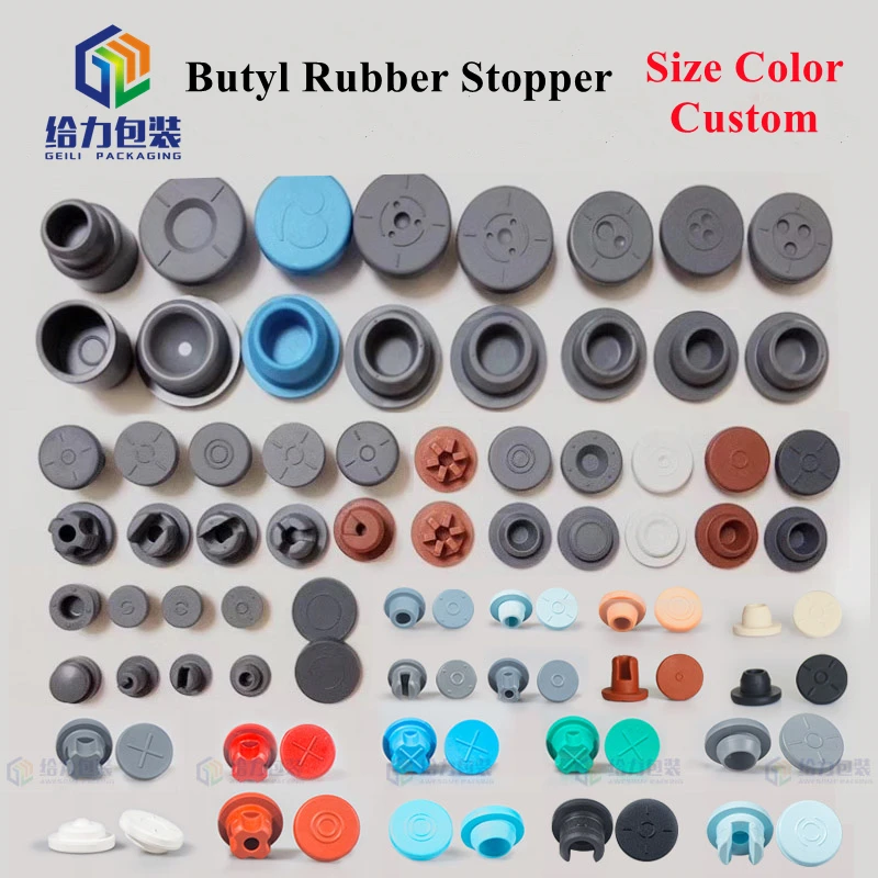 Factory Price Mouth Flat 13mm  15mm 20mm Size Custom Rubber Plug Silicon Butyl Rubber Stoppers for Medical Vial Bottles