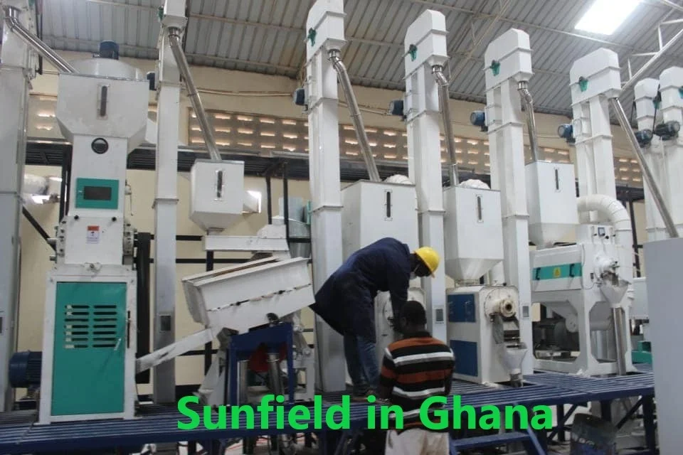 Sunfield 15-20 ton/day Complete-set Full Function Automatic Rice Milling Production Line with de-stoner grader color sorter