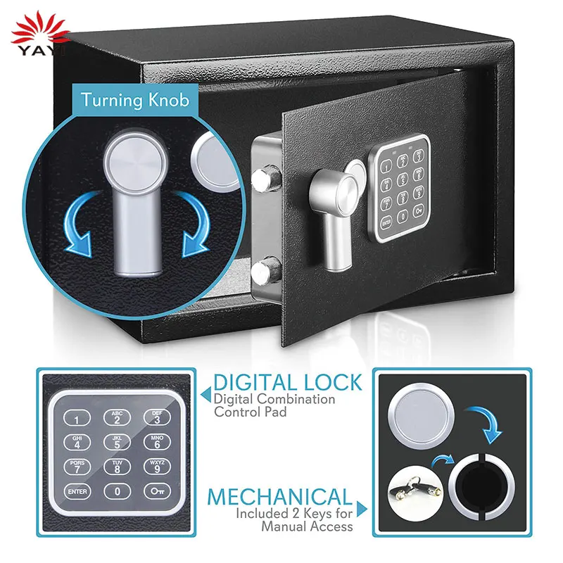 Portable Steel Alloy Drop Safety Keypad Lock Home Hotel and Office Security Money Safe Box