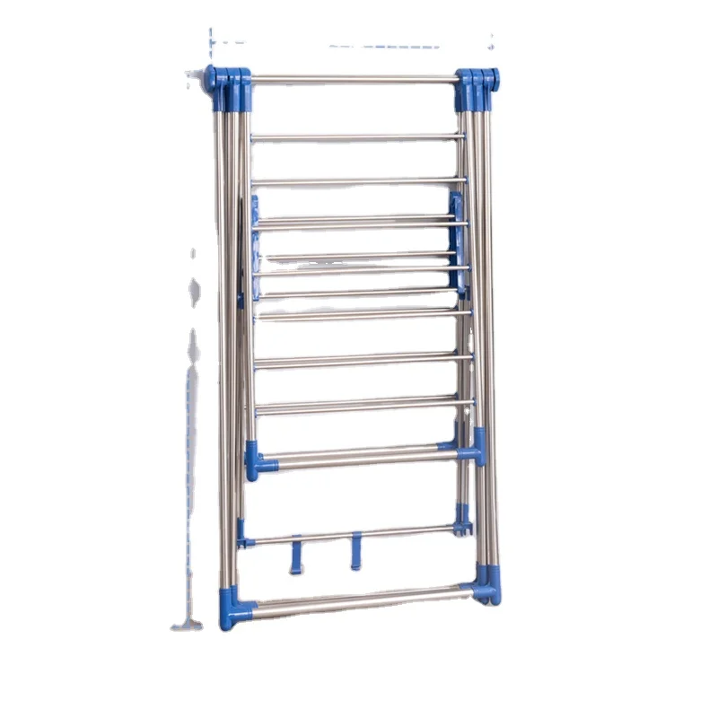 2023 best sale stainless collapsible hanging clothes with 2 tiers floor standing multifunctional airer