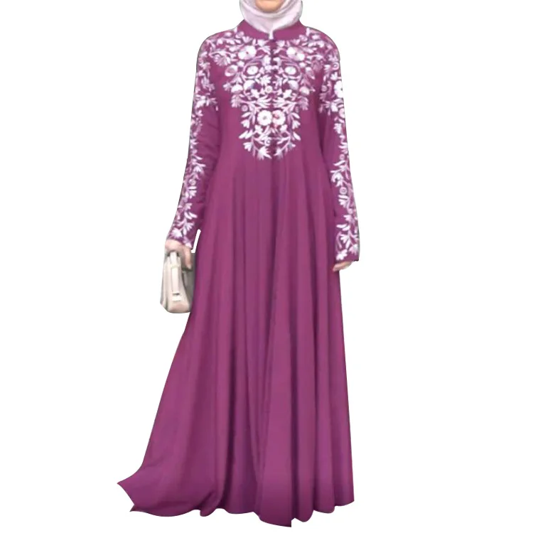 Aoyema Abaya Women Long Sleeve Chiffon Pleated Ruffled Vintage Elegant A Flowy Long Dress Traditional Muslim Clothing