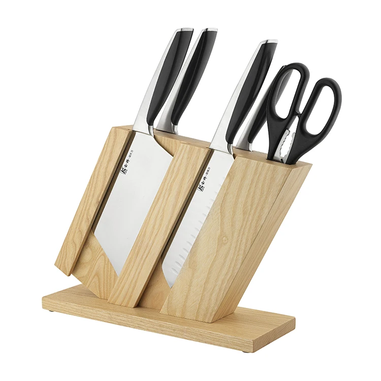 Factory Supply Household Kitchen Cooking 6pcs Stainless Steel Kitchen Knife Set With Wooden Block