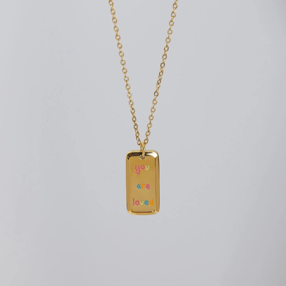 2024 High Quality Stainless Steel Gold Plated Geometric Epoxy Necklace Fashionable Brand Pendant Chains for Jewelry Wholesale