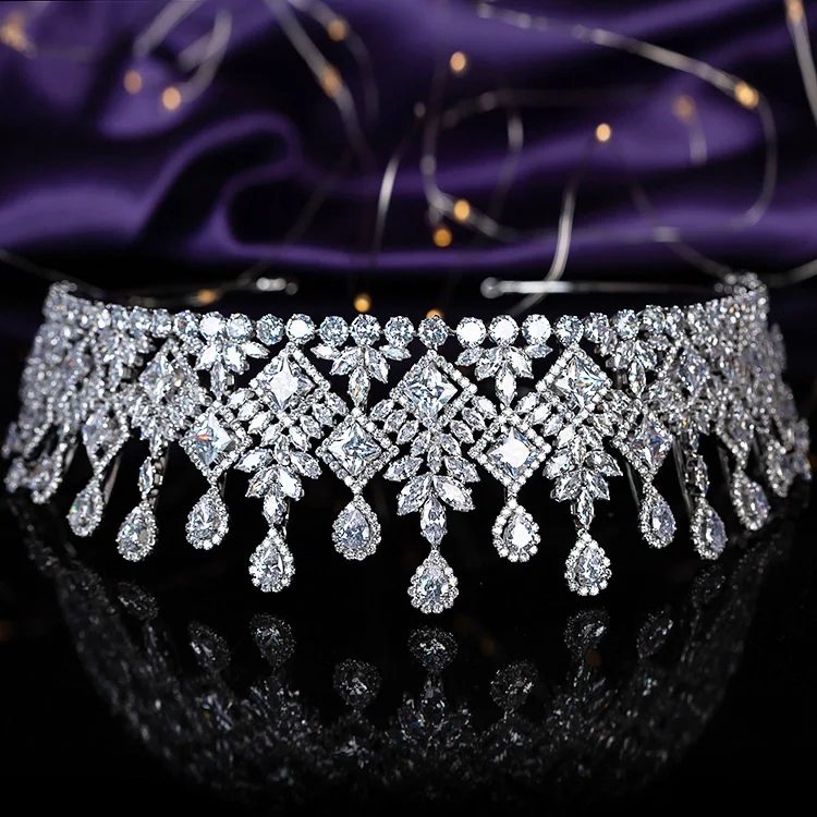 Crown and Tiaras New Gorgeous Women Hair Jewelry Bridal Wedding Hair Accessories Cubic Zircon BC5717 Corona Princes