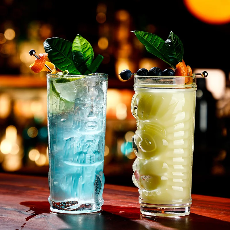 Custom Unique Vintage Ins Fengti Ji Cup Juice Sand Cold Drinking Cup Creative Thickened Mask Face Crystal Zombie Cocktail Glass