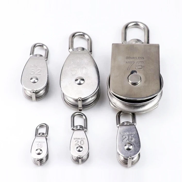 Multifunctional 304 316 stainless steel pulley rotate wire rope single pulley for lifting heavy equipment