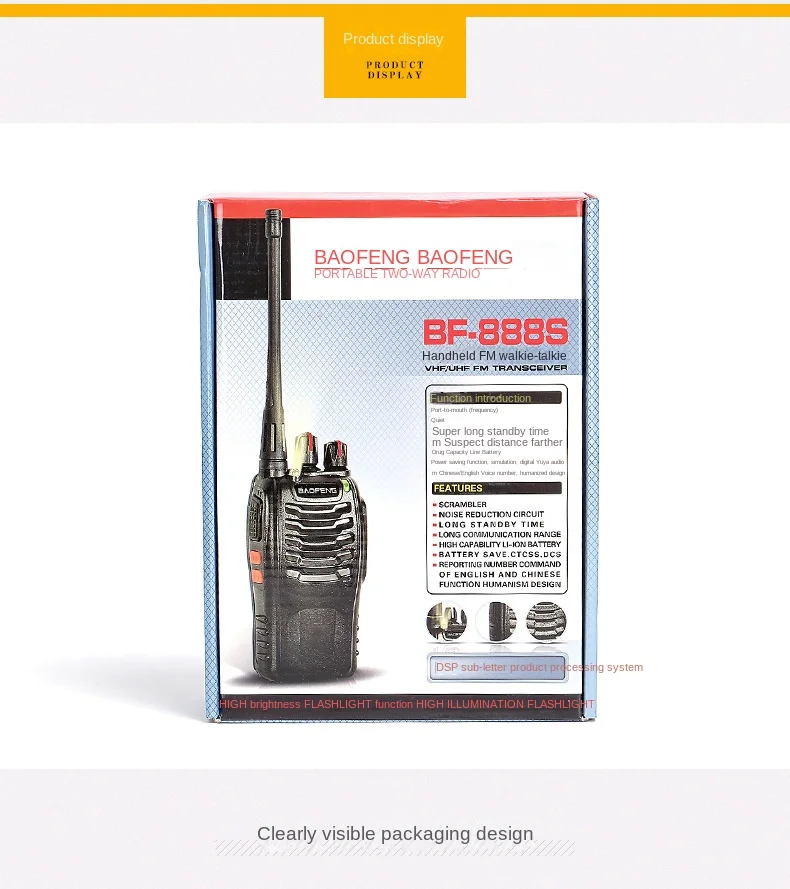 Baofeng BF-888s plus Radios Walkie-talkie Long Ran 2 Watts UHF Intercom Transceiver Radio feng bao