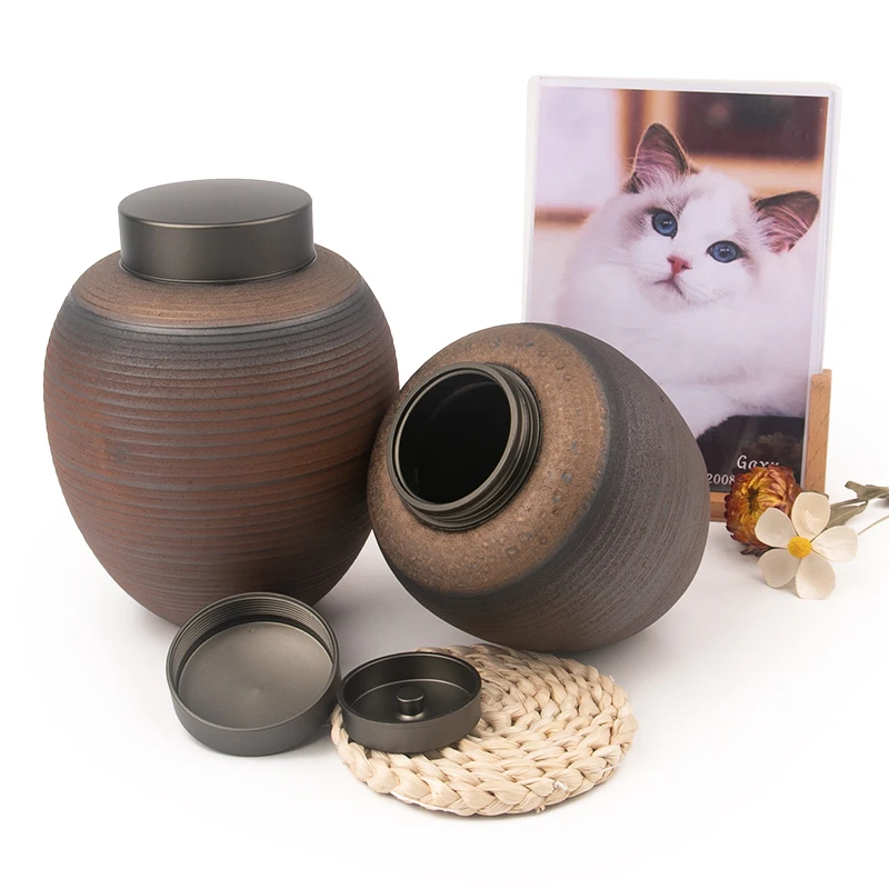 Coral Pet 1200 650ml large big pet cremation ashes urn metal lid pottery cat urns for dog ashes ceramic pet urn