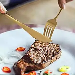 Hotel Stainless Steel Gold Besteck Thick Handle Portuguese Spoon Fork And Knife Wedding Golden Flatware Cutlery Silverware Set