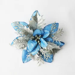 Artificial Gold Silver Red Blue three-layer plastic flower three-dimensional Christmas Wreath Christmas tree decoration