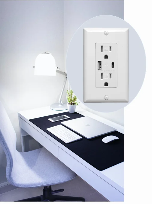 
4.8A Type C Wall socket outlet usb wall usb outlet socket us electric outlet American standard universal new design 