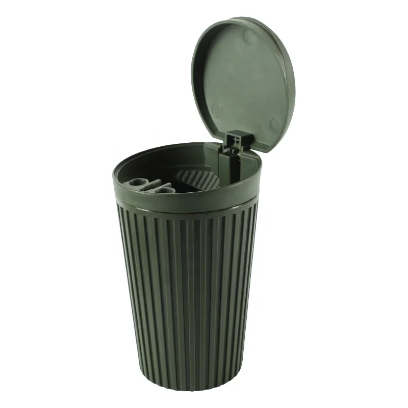 UKETA Wholesale New Military Style  Portable Ashtray For Car Waste Bin Shape Plastic Cigar Ashtray Customized