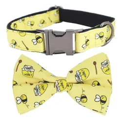 bee Dog Collar Bow Tie Dog Cat necklace with metal buckle for pet gifts