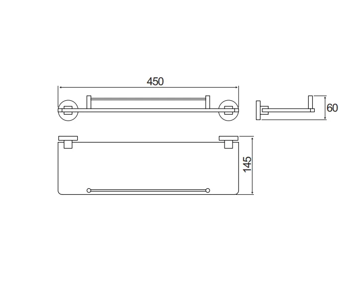 Bathroom Accessories Simple Wall Mounted Single Tier Glass Bathroom Shelf