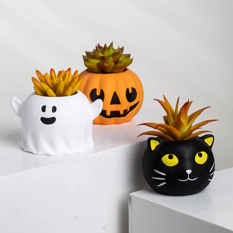 YUANWANG Cartoon Halloween Succulent Planter Pots For Garden Home Decoration Plants Ceramic Pots
