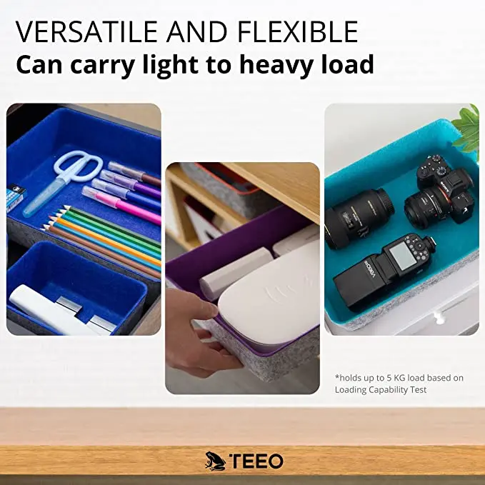 Custom felt desk organiser home office felt drawer divider organizer storage bin desk organiser