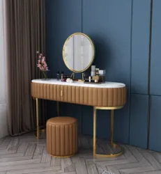 Luxury White Dressing Table With Mirror and Stool, vanity table Set 4 Drawers Bedroom Dresser