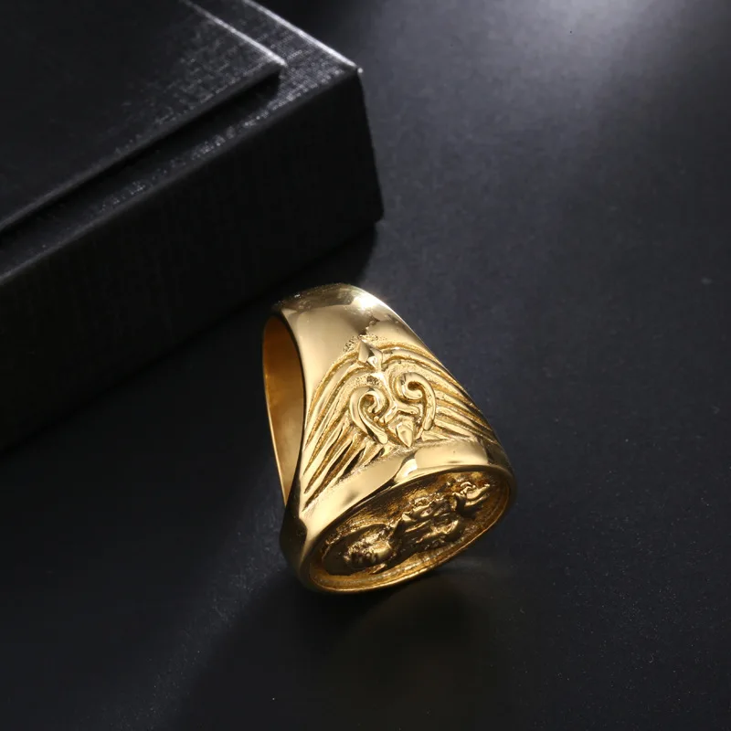 
2020 Hot selling Bible Virgin Mary Catholic Christian Jesus Titanium stainless steel rings gold plated religious men jewelry 
