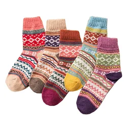 5 шт в упаковке женские разноцветные винтажные зимние мягкие теплые толстые шерстяные вязаные толстые короткие носки