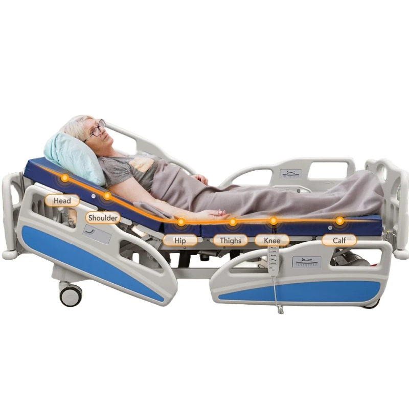 Hospital Clinical Medical Equipment Electric 5 Functions ICU Nursing Patient Bed For Hospital