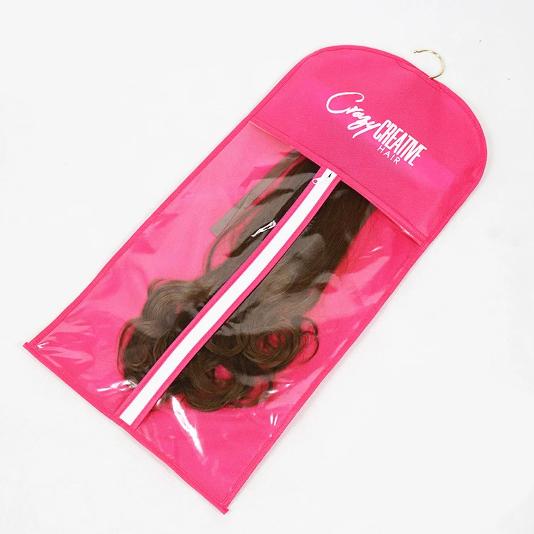 Wholesale Plastic Clear Wig Storage Hanger Bags Hair Packaging Bag Hair Extension Bag