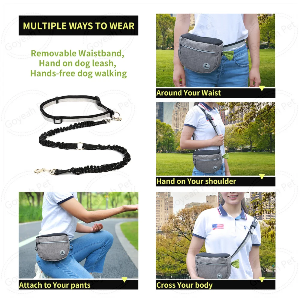 Large Capacity Dog Treat Pouch Waterproof 600D Oxford Pet Training Waist Bag