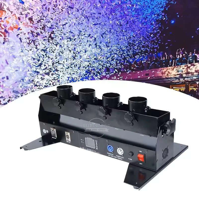 DJ Equipment 4 Shots Confetti Launcher DMX512 Remote Control Stage Equipment Confetti Machine