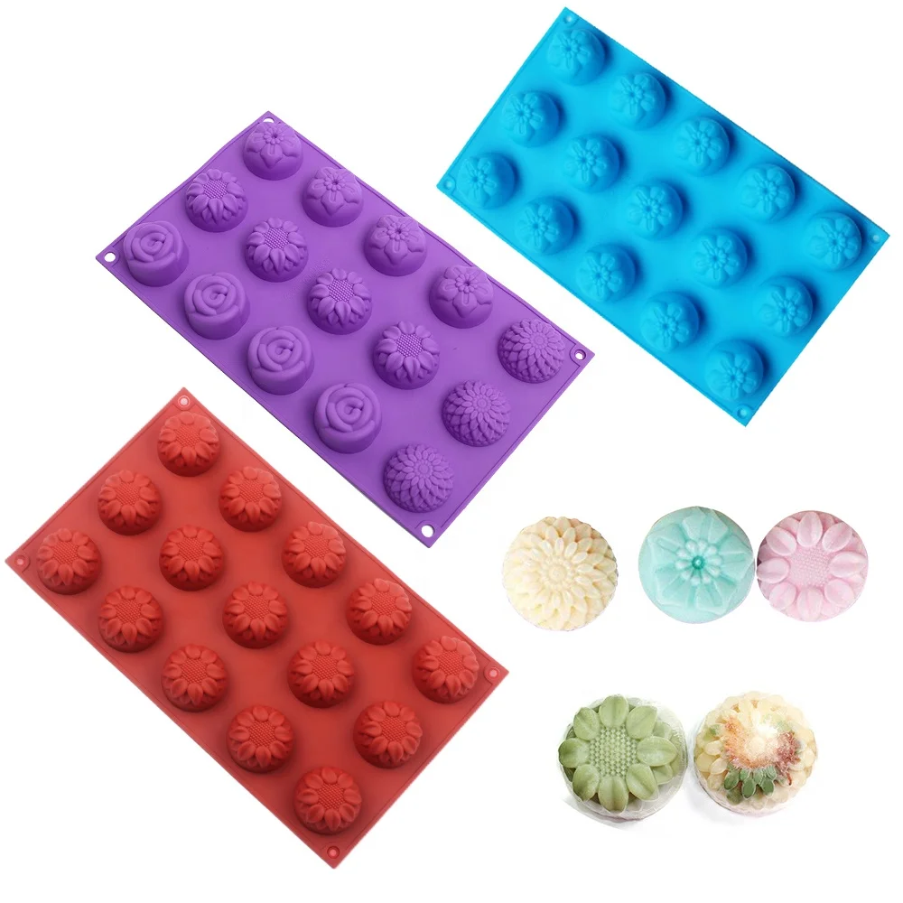 15 Holes Sunflower Silicone Mold for Chocolate Cookies Jelly Pudding Handmade Soap Making Molds