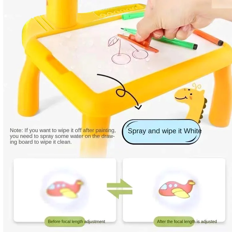 Led Cartoon Giraffe Design Drawing Board Electronic Learning Painting Board Projector Early Educational Drawing Toys For Kids