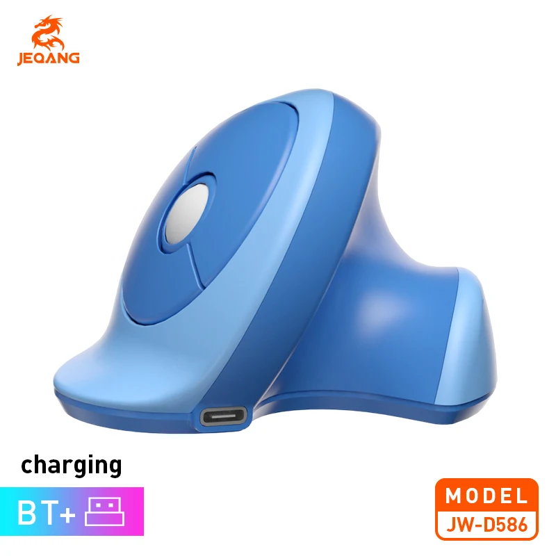 Jeqang New 3D Ergonomic Silent Optical Wireless Gaming Mouse Dual Mode 2.4GHz+ Bluetooth USB Wired Interface Rechargeable Mini