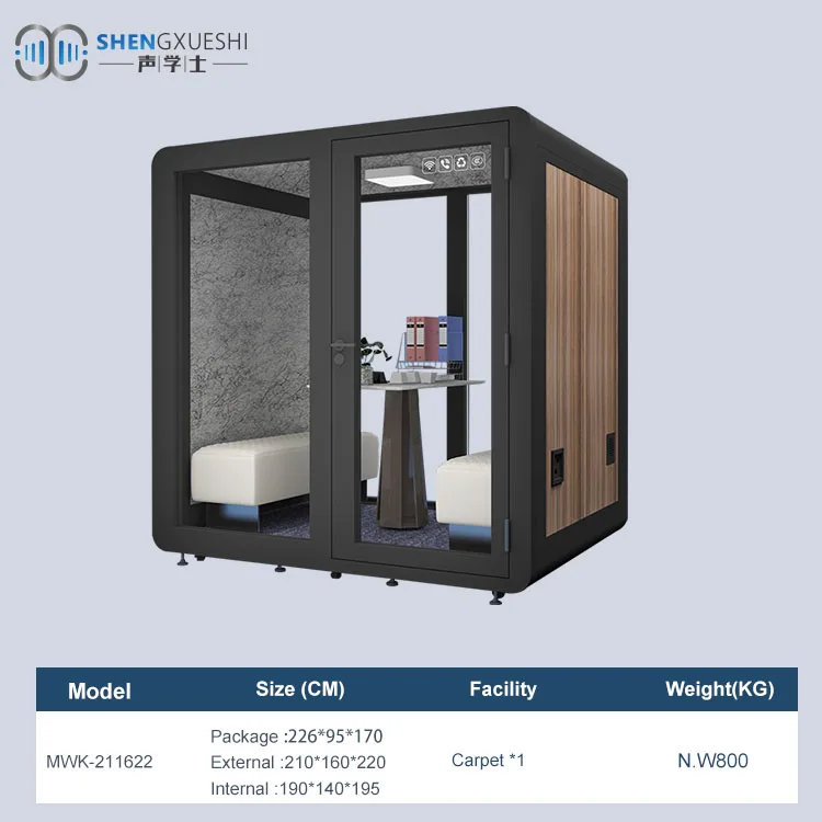 OEM custom soundproof phone booth meeting pod indoor 4 seat modular working pod office phone pod for private call and meeting