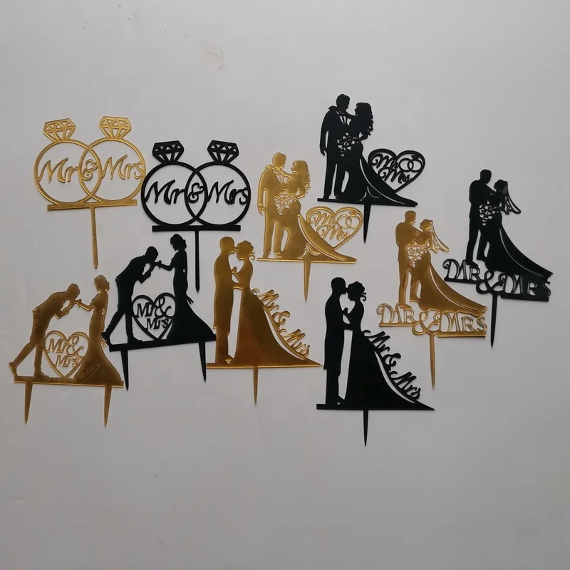 MR and MRS Acrylic Cake Topper Love Cupcake Insert Card Party Supplies