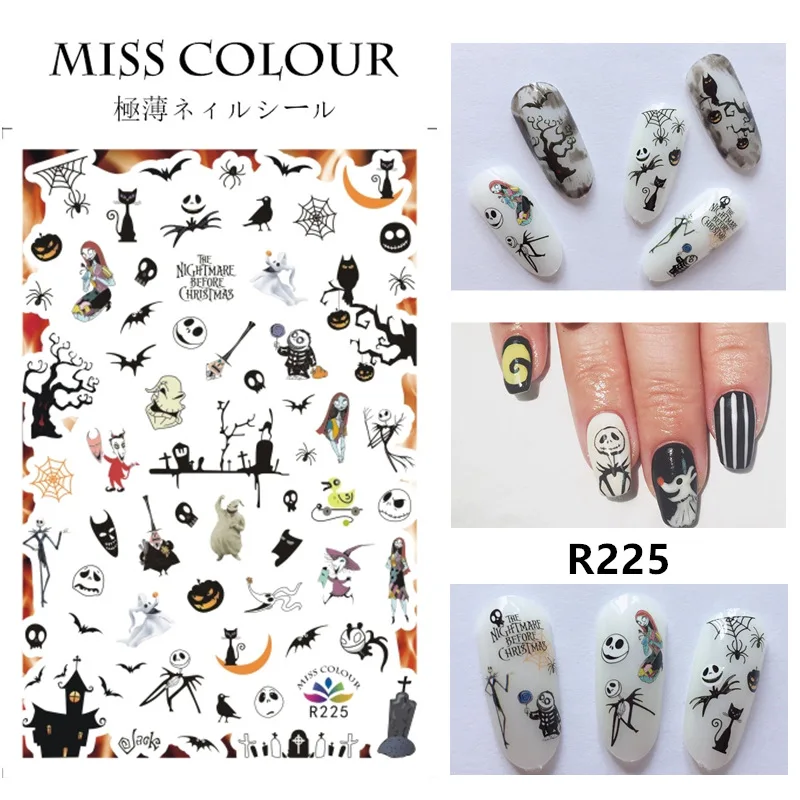 Halloween Dark Skull Nail Stickers More Designs Manicure Decoration Art 3D Nail Sticker Set